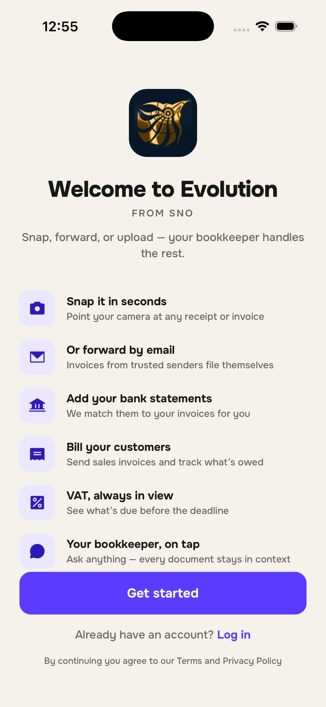 The SNO Evolution app on iPhone